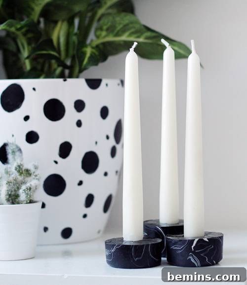 DIY Faux Marble Candle Holders