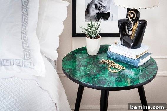 DIY Malachite Table with Fabric