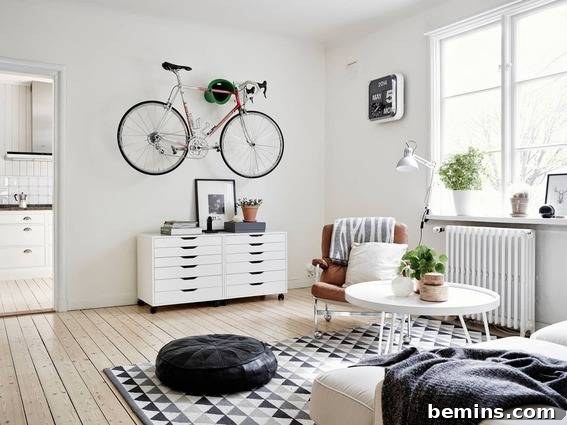 bicycle over furniture