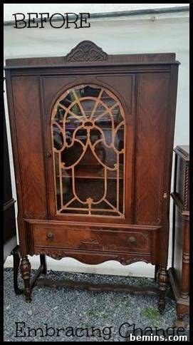 A dark brown piece of furniture situated in a room, awaiting a modern transformation.