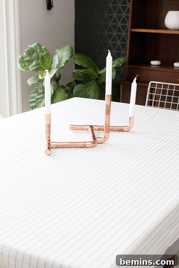 Copper Candelabra on Dining Table
