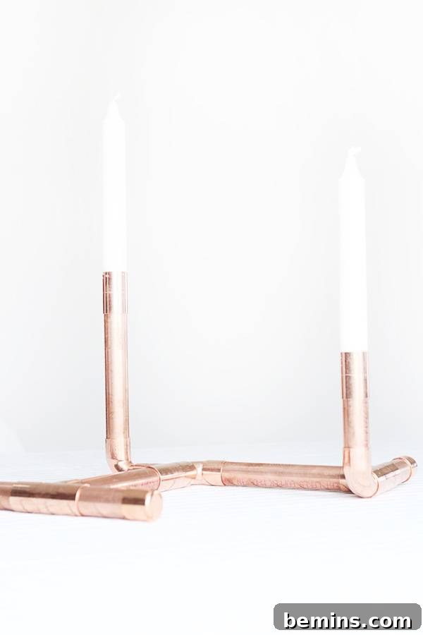 Candles Placed in the Copper Candelabra