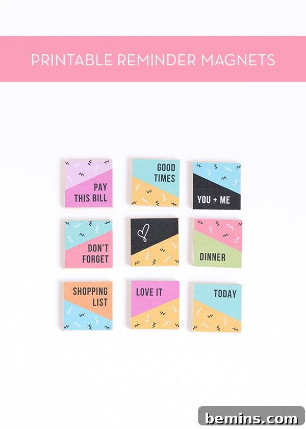 Printable reminder magnets
