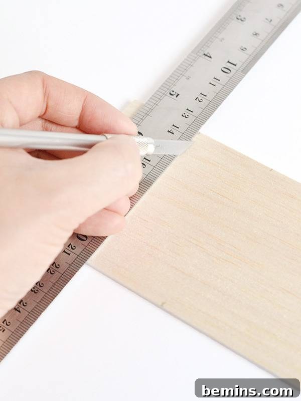 Printable reminder magnets - cutting out balsa wood squares