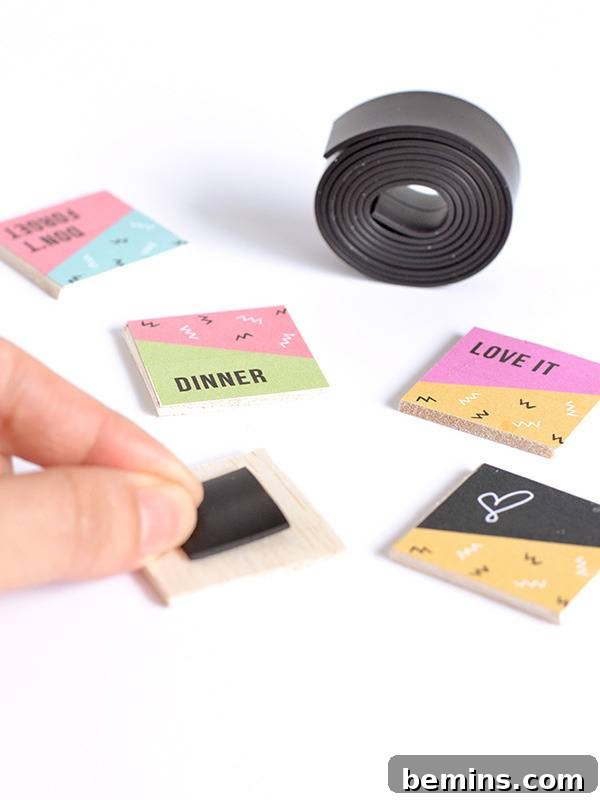 Printable reminder magnets - sticking magnet to balsa wood