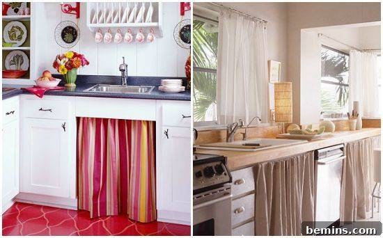 Colorful Fabric Kitchen Valance - 15 Inspirational Ideas For Using Fabric In The Kitchen