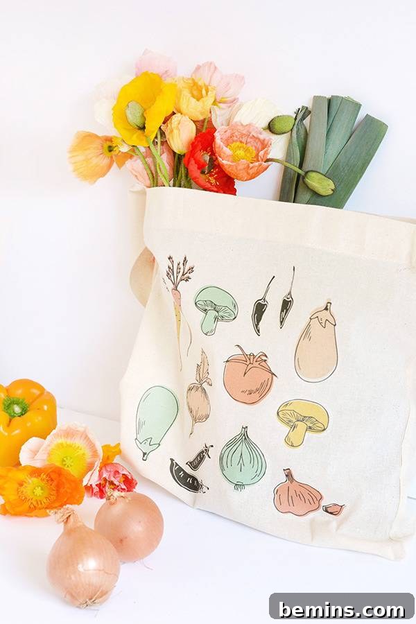 Vegetable print tote bag