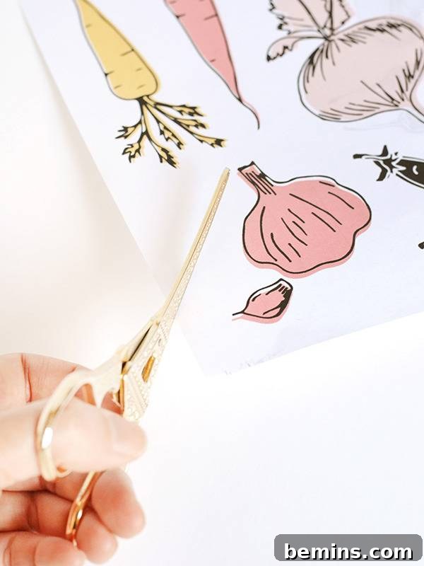 Vegetable print tote bag - cutting images