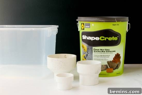 Concrete mix and plastic container kept.