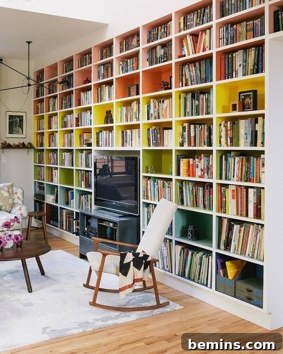 Bookshelf with beautiful colors of cupboard.