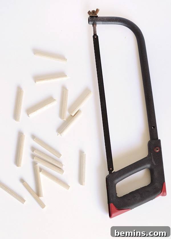 Gluing dowel pieces together
