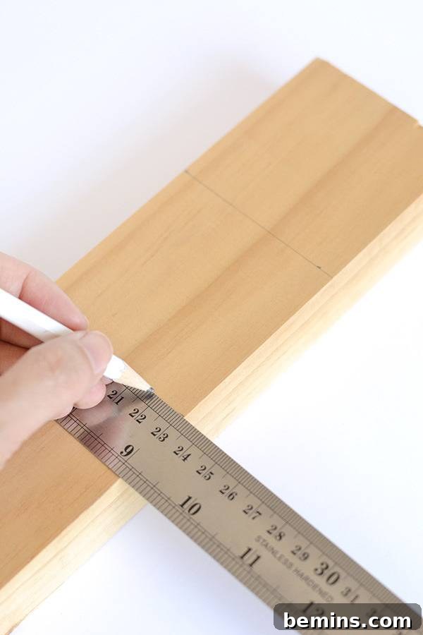 Cutting the wood plank for tea light holders