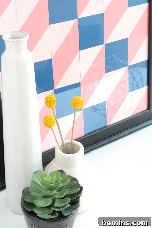 Art paper frame along with planted pot.