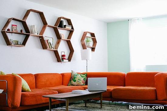 DIY Honeycomb Shelves for Wall Storage