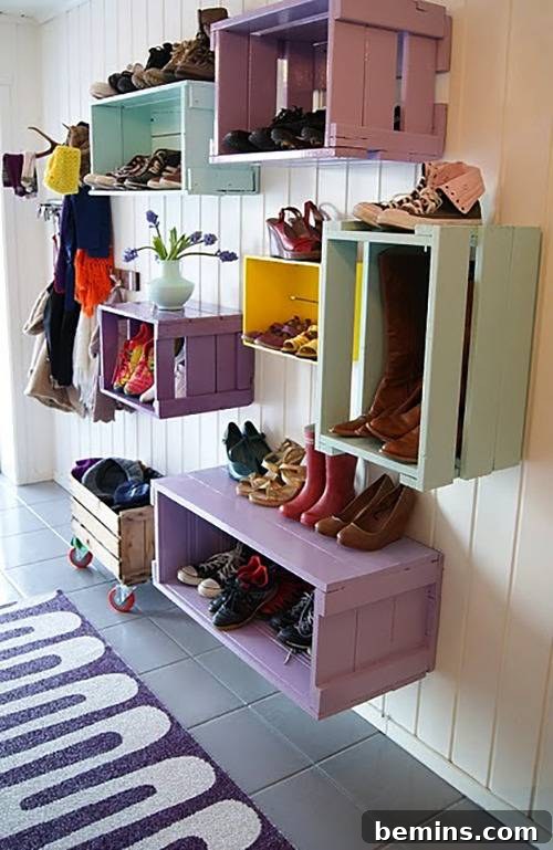 DIY Wall Storage Bins from Old Crates