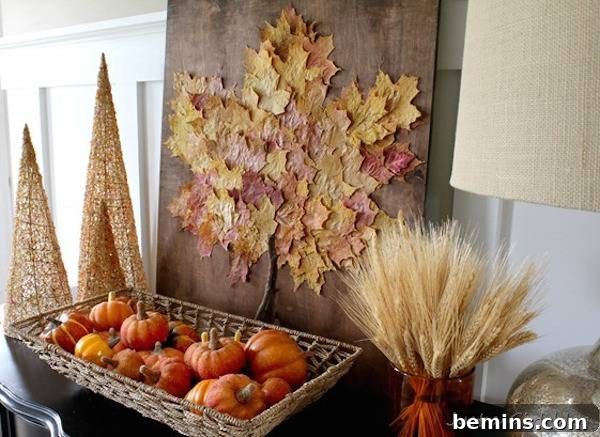 A basket filled with small pumpkins, creating a charming and festive fall display.