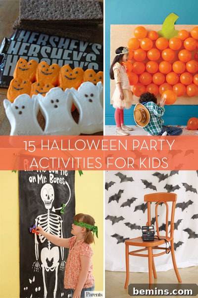 15 Spooktacular Halloween Party Games for Kids 2 Halloween decorations and candies perfect for children's crafts.