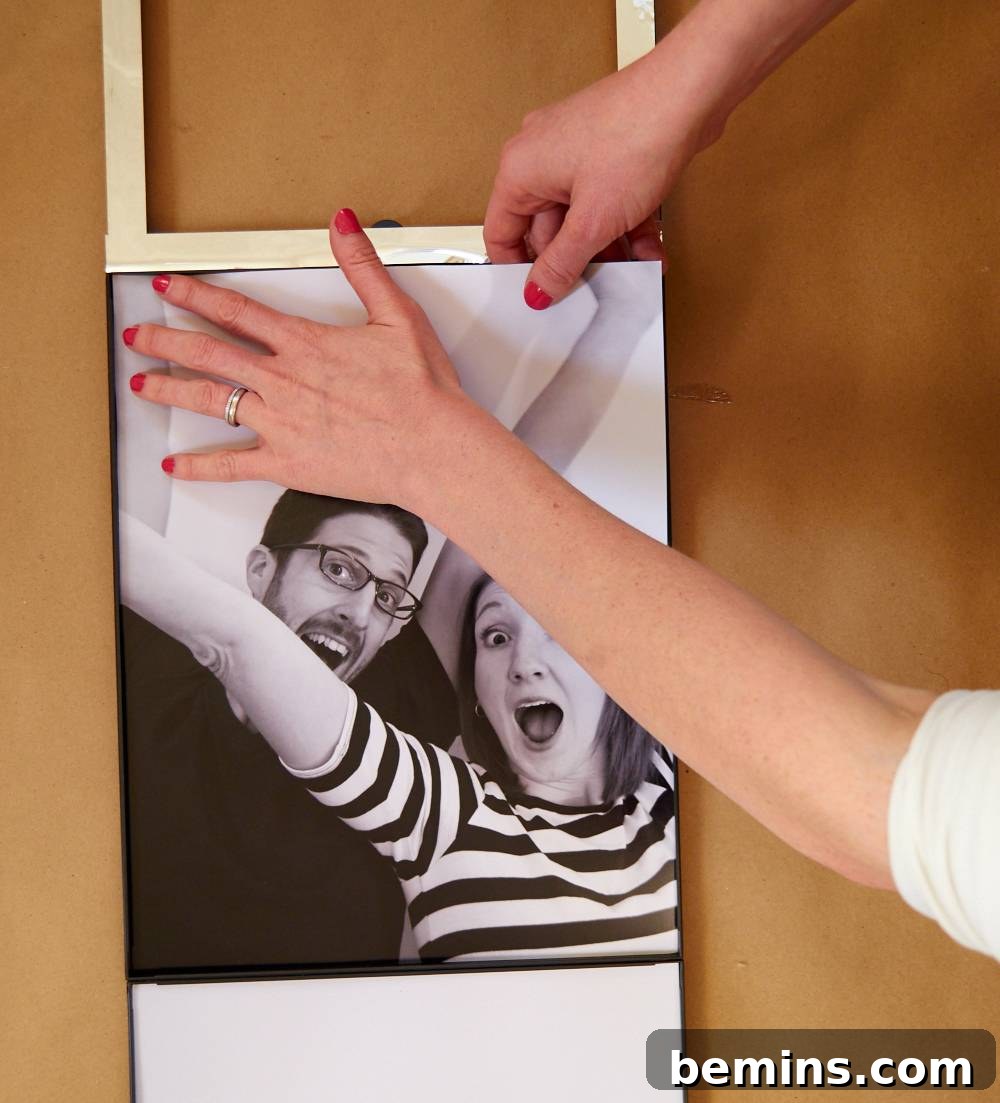 DIY black and white photobooth strip.