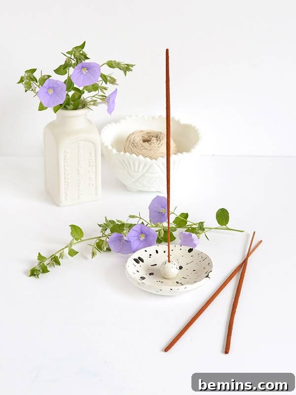 Close-up of DIY incense holder