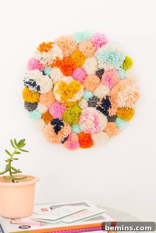 Pom pom wall art - Sugar and Cloth