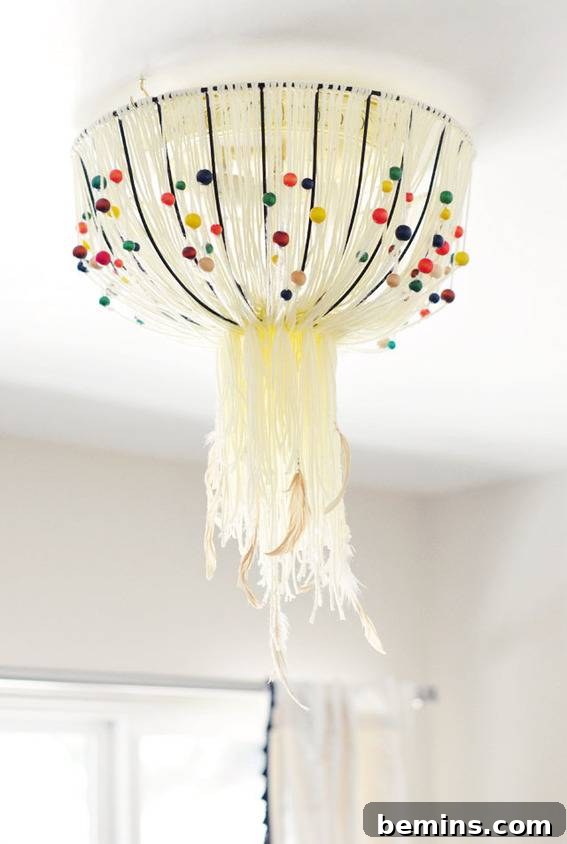 Yarn and bead light fixture - Love Maegan