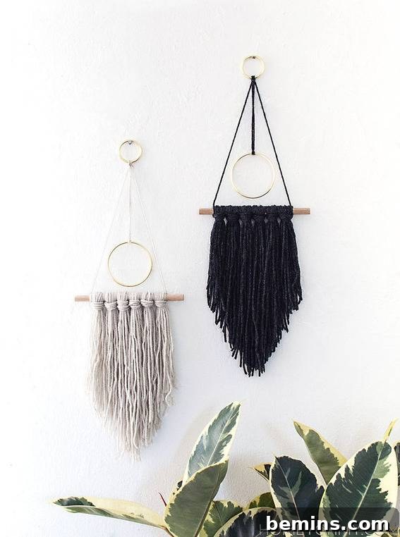 Modern yarn wall hanging - Homey Oh My