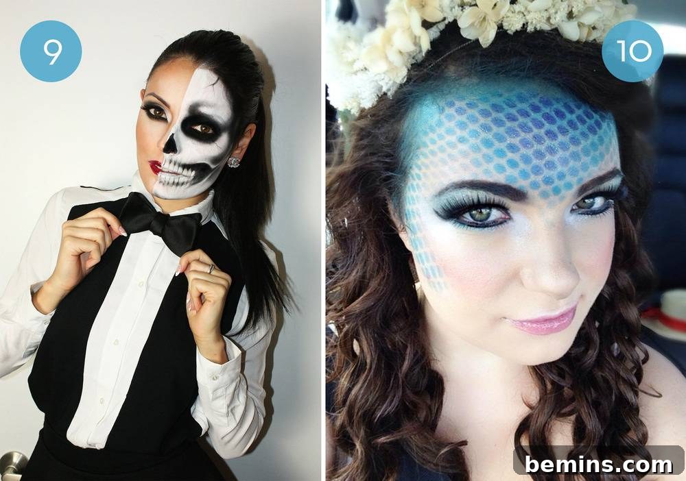 Creative Two-Faced Halloween Makeup