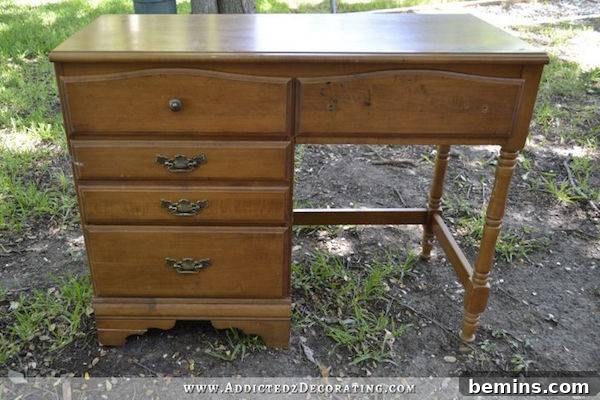 A madeover wooden desk.