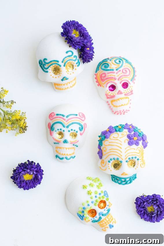 Edible and decorative sugar skulls for Day of the Dead