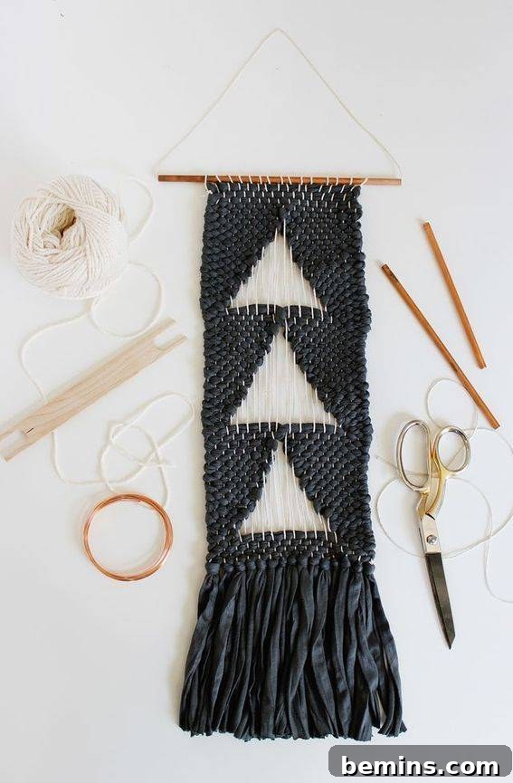 DIY Negative Space Woven Wall Hanging