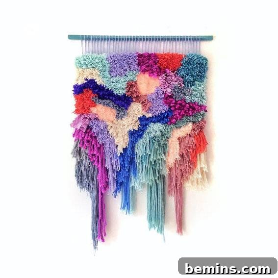 Colorful Woven Wall Hanging with Rich Textures