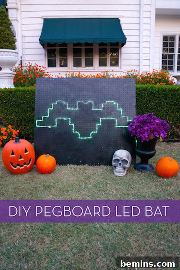 Spooky & Bright: LED Rope Light Halloween Yard Art 2 LED Bat Sign on Display