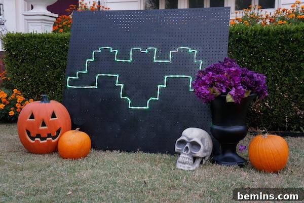 Spooky & Bright: LED Rope Light Halloween Yard Art 13 Illuminated Bat Sign