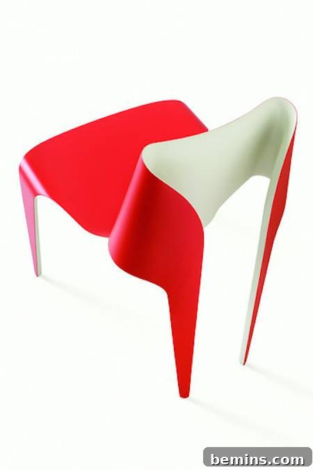Different model red and white combination chair.