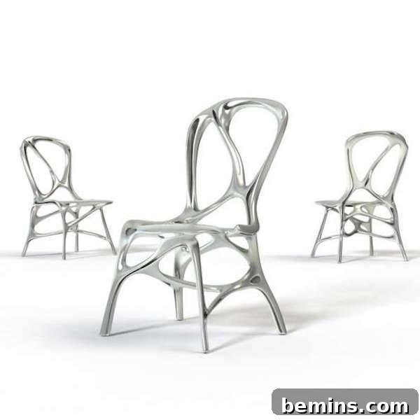 Nicely designed aluminium chairs.