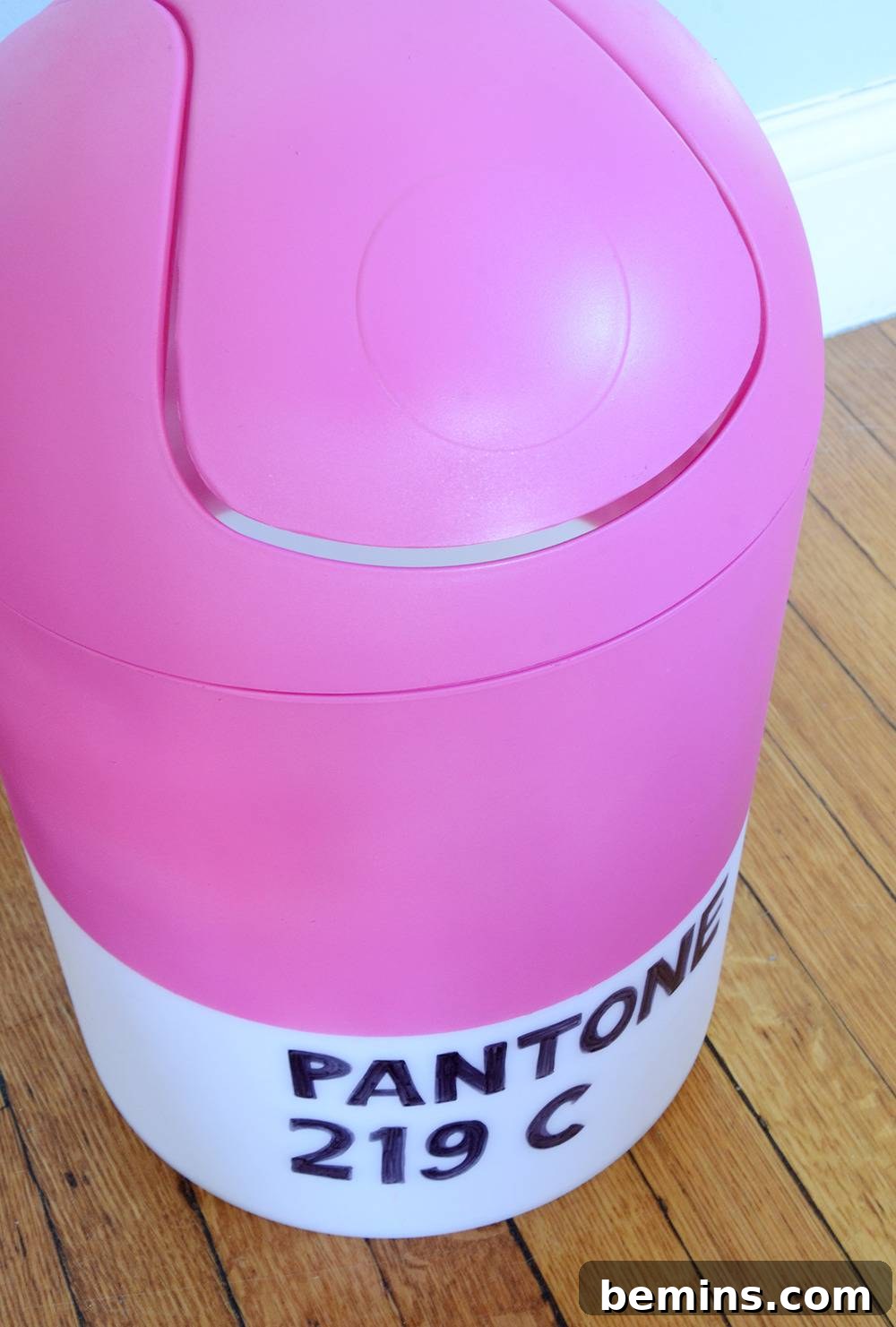 Close-up of DIY Pantone Trash Can