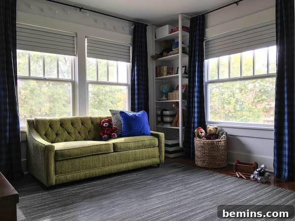 Multiple roller shades in a single room