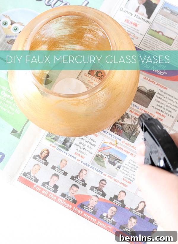 DIY Faux Mercury Glass Vases: Close-up of the Mercury Effect