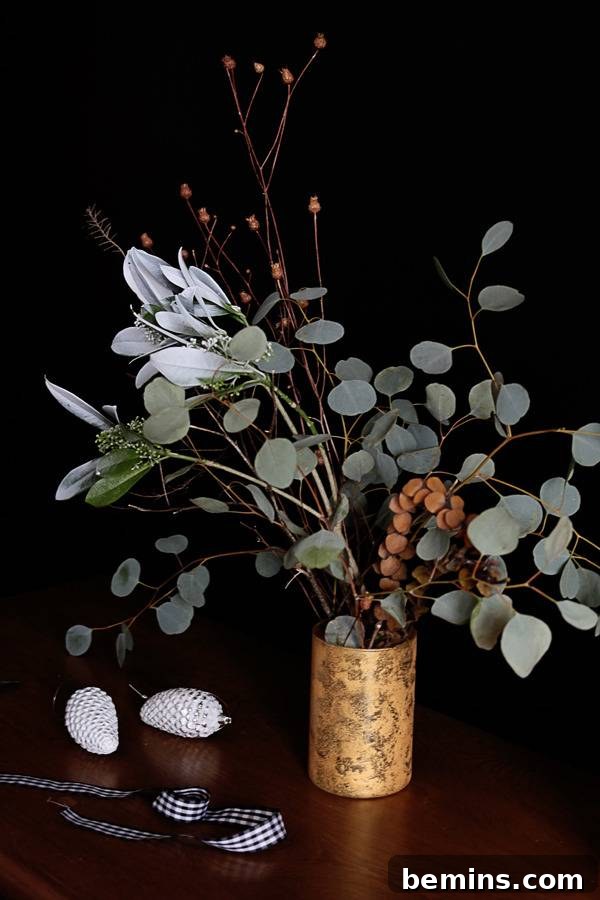 DIY Faux Mercury Glass Vases: Vase with Flowers