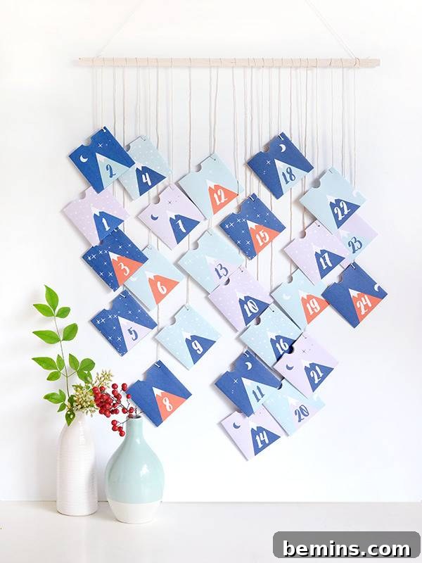 Printable mountain advent calendar