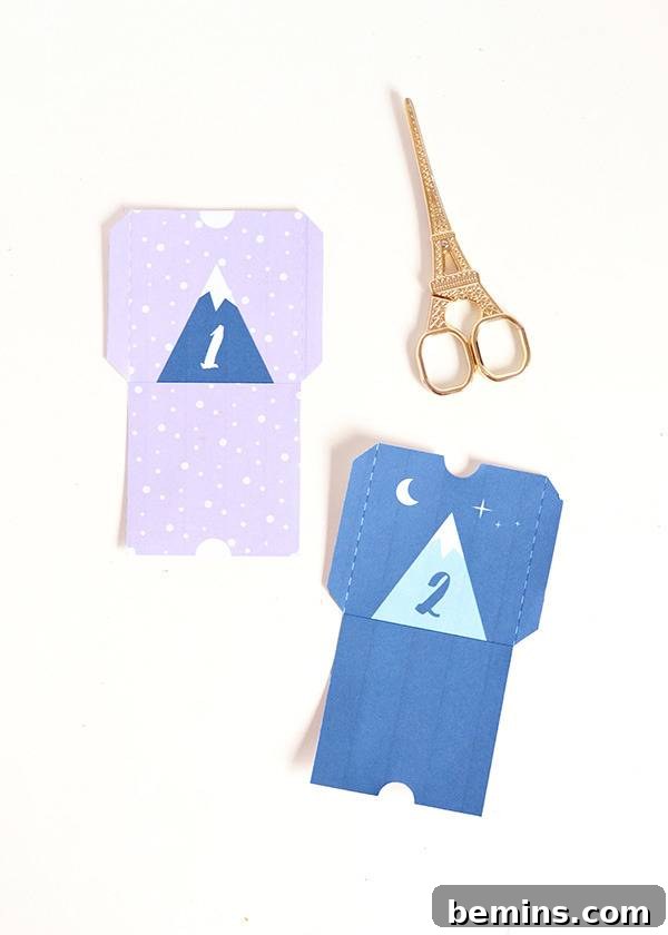 Printable mountain advent calendar