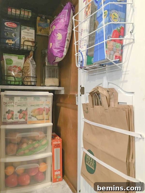 Organized Pantry with Drawers and Vertical Storage