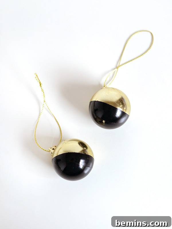 Painted Baubles After Tape Removal