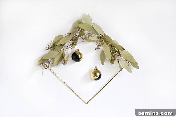 Close-up of Minimal Holiday Wreath Design