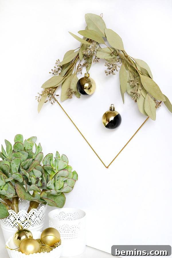 Minimal Holiday Wreath Hanging on a Door
