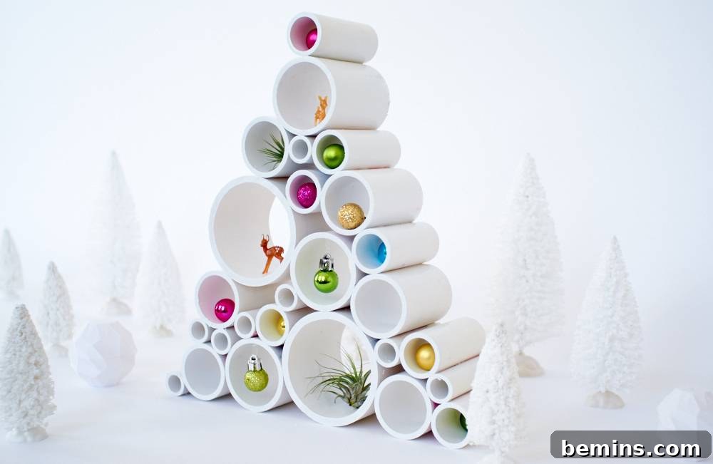 Close-up of decorated PVC tree