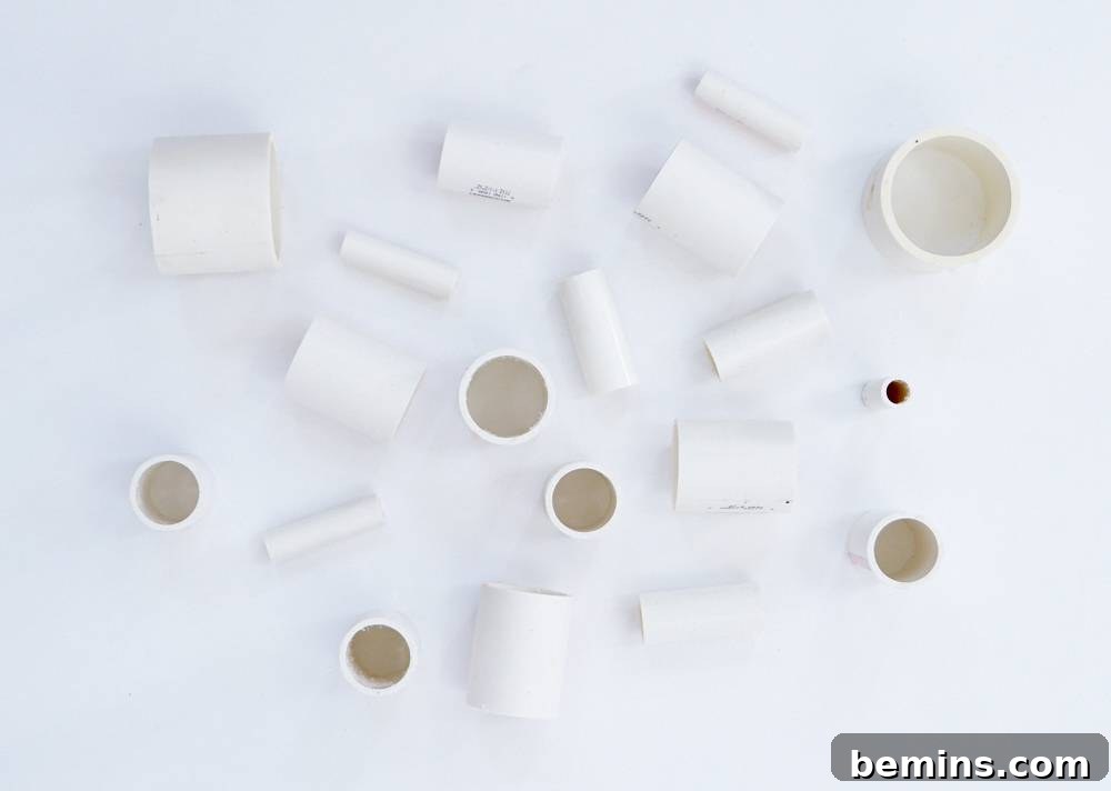 Cut PVC pipe sections
