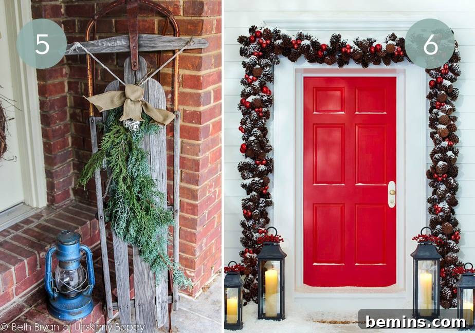 Stunning Winter Porch: 10 Decorating Ideas 5 Vintage sled adding rustic charm to winter porch decor