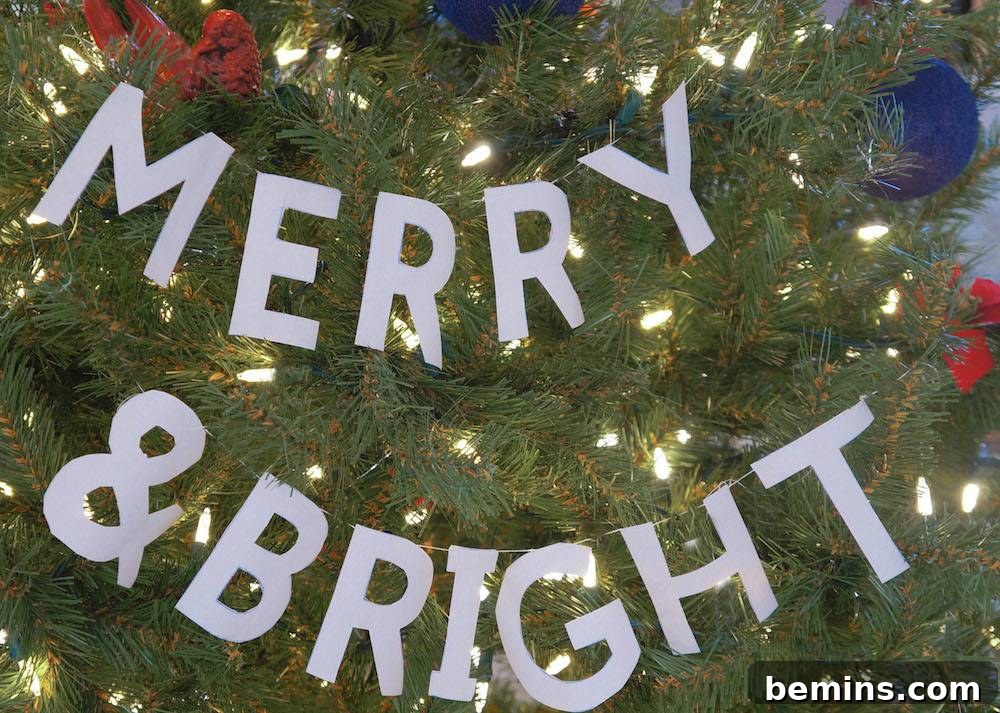 DIY Typographic Christmas Garland: A Festive Craft Project 10 Typographic Christmas Tree Garland Detail