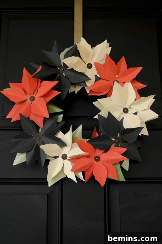 DIY Paper Poinsettia Wreath